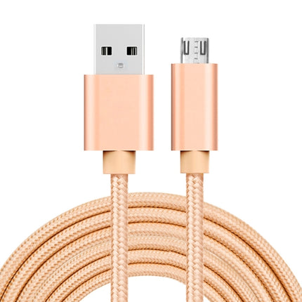 3A Woven Style Metal Head Micro USB to USB Data / Charger Cable, Cable Length: 3m(Gold)-garmade.com
