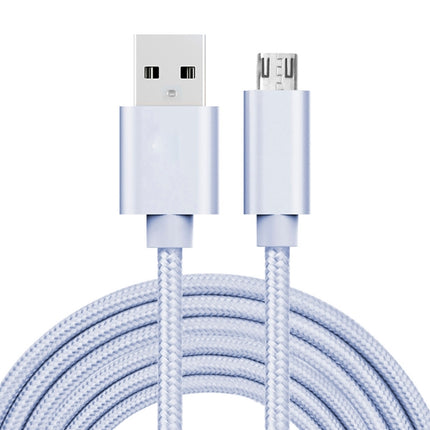 3A Woven Style Metal Head Micro USB to USB Data / Charger Cable, Cable Length: 3m(Silver)-garmade.com