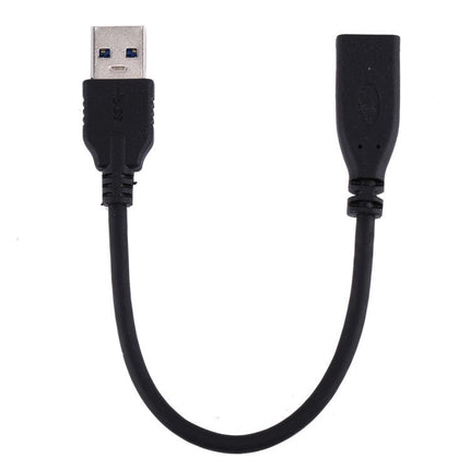 USB 3.0 Male to USB-C / Type-C 3.1 Female Adapter Cable, Cable Length: About 20cm(Black)-garmade.com
