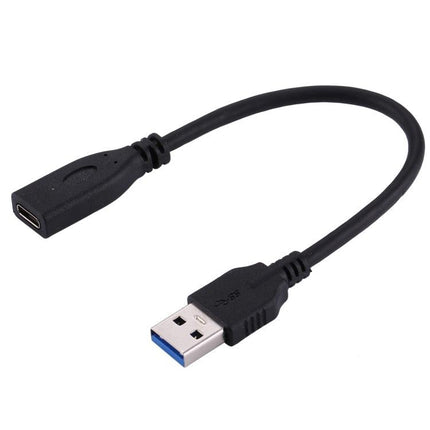 USB 3.0 Male to USB-C / Type-C 3.1 Female Adapter Cable, Cable Length: About 20cm(Black)-garmade.com