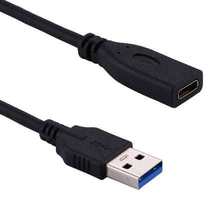 USB 3.0 Male to USB-C / Type-C 3.1 Female Adapter Cable, Cable Length: About 20cm(Black)-garmade.com