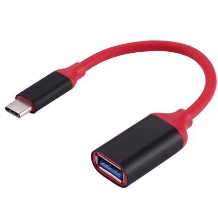 15cm Aluminum Alloy Head USB-C / Type-C 3.1 Male to USB 3.0 Female OTG Converter Adapter Cable(Red)-garmade.com