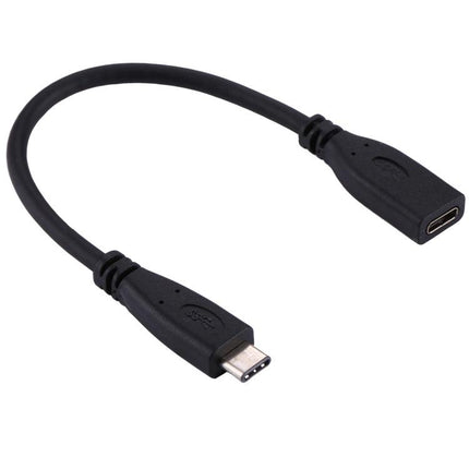 20cm USB-C / Type-C 3.1 Male to USB-C / Type-C Female Connector Adapter Cable(Black)-garmade.com