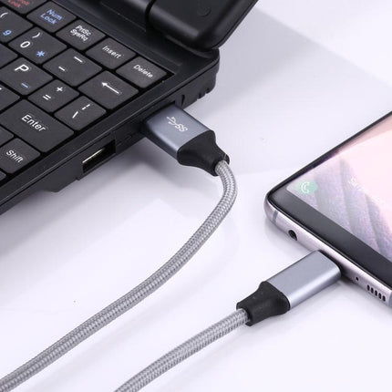 1m Wires Woven Metal Head USB-C / Type-C 3.1 to USB 3.0 Data / Charger Cable(Grey)-garmade.com