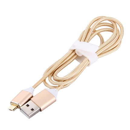 1M Woven Style 2.4A Micro USB to USB Data Sync Charging Cable Intelligent Metal Magnetism Cable, For Samsung, HTC, Sony, Huawei, Xiaomi, Meizu and other Android Devices(Gold)-garmade.com