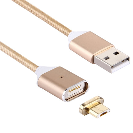 1M Woven Style 2.4A Micro USB to USB Data Sync Charging Cable Intelligent Metal Magnetism Cable, For Samsung, HTC, Sony, Huawei, Xiaomi, Meizu and other Android Devices(Gold)-garmade.com