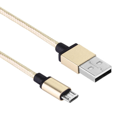 1m Woven Style Metal Head 58 Cores Micro USB to USB 2.0 Data / Charger Cable, For Samsung / Huawei / Xiaomi / Meizu / LG / HTC and Other Smartphones (Light Yellow Gold)-garmade.com