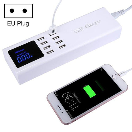 YC-CDA23 8 USB Ports 8A Travel Charger with LCD Screen and Wireless Charger, EU Plug-garmade.com