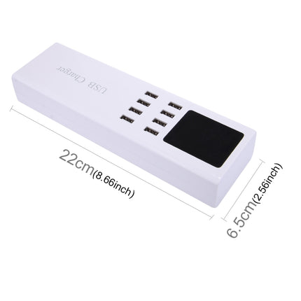 YC-CDA23 8 USB Ports 8A Travel Charger with LCD Screen and Wireless Charger, EU Plug-garmade.com