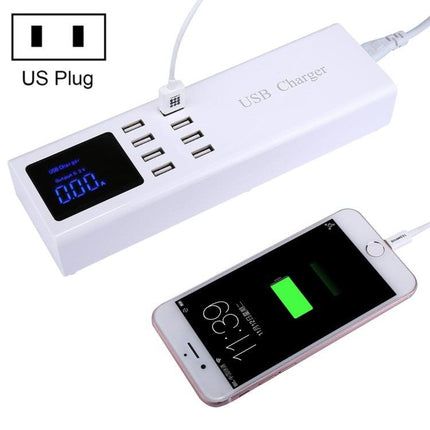 YC-CDA23 8 USB Ports 8A Travel Charger with LCD Screen and Wireless Charger, US Plug-garmade.com
