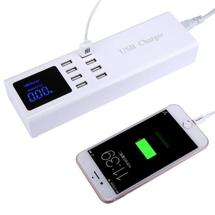 YC-CDA23 8 USB Ports 8A Travel Charger with LCD Screen and Wireless Charger, US Plug-garmade.com