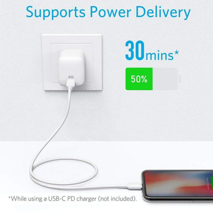 ANKER PowerLine II USB-C / Type-C to 8 Pin MFI Certificated Data Cable, Length: 0.9m(White)-garmade.com