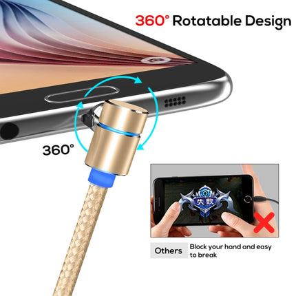 TOPK AM30 2m 2.4A Max USB to Micro USB 90 Degree Elbow Magnetic Charging Cable with LED Indicator(Gold)-garmade.com