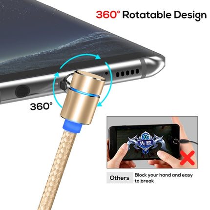 TOPK AM30 2m 2.4A Max USB to USB-C / Type-C 90 Degree Elbow Magnetic Charging Cable with LED Indicator(Gold)-garmade.com