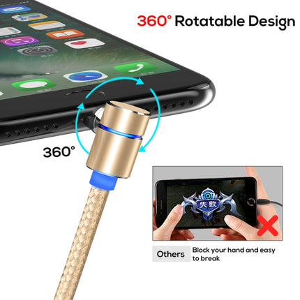 TOPK AM30 2m 2.4A Max USB to 90 Degree Elbow Magnetic Charging Cable with LED Indicator, No Plug(Gold)-garmade.com