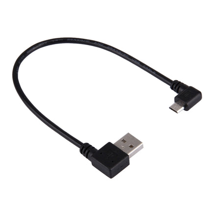 20cm USB 2.0 Male Angle Left to Left Turn Micro USB Male Angle Data Charging Cable-garmade.com