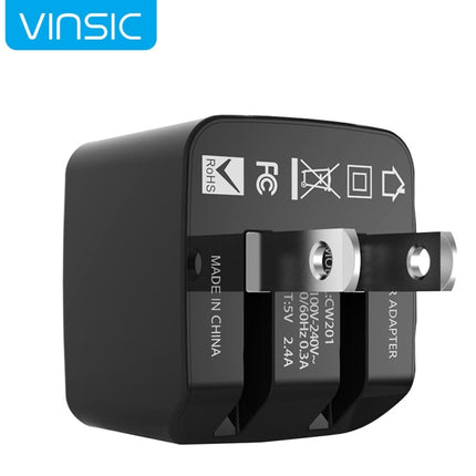 Vinsic 12W 5V 2.4A Output Dual USB Wall Charger USB Charger Adapter-garmade.com