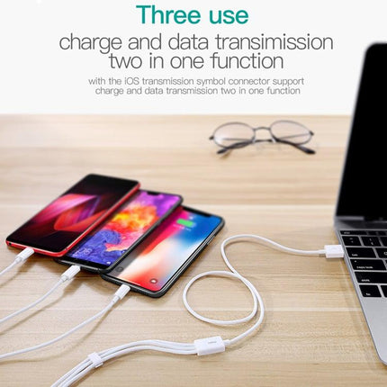TOTUDESIGN Glory Series 3 In 1 5V 2.4A Multi-function Charging Data Cable, Length : 1.2m-garmade.com