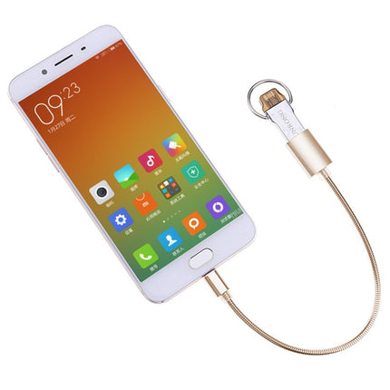 24cm 2A Micro USB to USB Aluminum Alloy Hose OTG Adapter Data Charging Cable with USB-C / Type-C Connector(Gold)-garmade.com