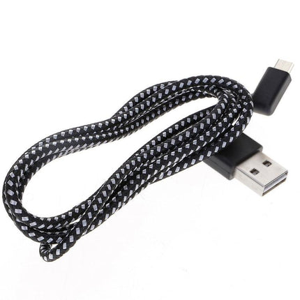 1m 2A USB to USB-C / Type-C Nylon Weave Style Double Elbow Data Sync Charging Cable-garmade.com