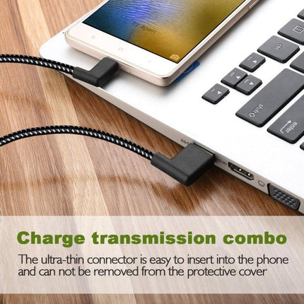 2m 2A USB to USB-C / Type-C Nylon Weave Style Double Elbow Data Sync Charging Cable-garmade.com
