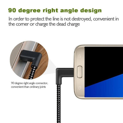20cm 2A USB to USB-C / Type-C Nylon Weave Style Double Elbow Data Sync Charging Cable-garmade.com