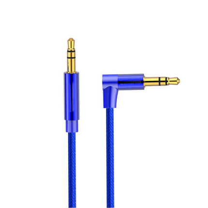 AV01 3.5mm Male to Male Elbow Audio Cable, Length: 50cm(Blue)-garmade.com