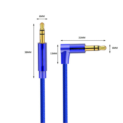 AV01 3.5mm Male to Male Elbow Audio Cable, Length: 50cm(Blue)-garmade.com