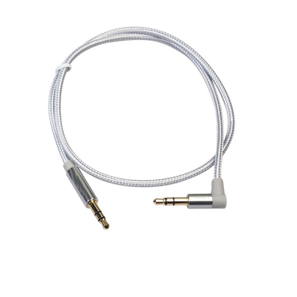 AV01 3.5mm Male to Male Elbow Audio Cable, Length: 50cm(Silver Grey)-garmade.com