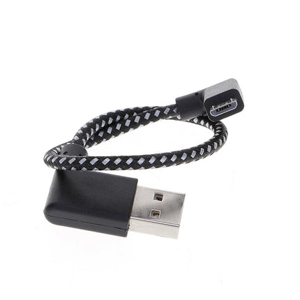 20cm 2A USB to Micro USB Weave Style Double Elbow Data Sync Charging Cable, For Samsung / Huawei / Xiaomi / Meizu / LG / HTC(Black)-garmade.com