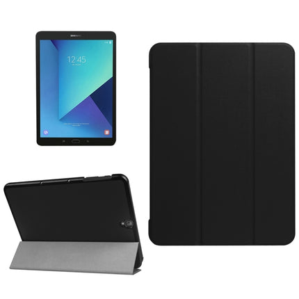 For Galaxy Tab S3 9.7 inch T820 / T825 Custer Texture Horizontal Flip Leather Case with 3-folding Holder(Black)-garmade.com
