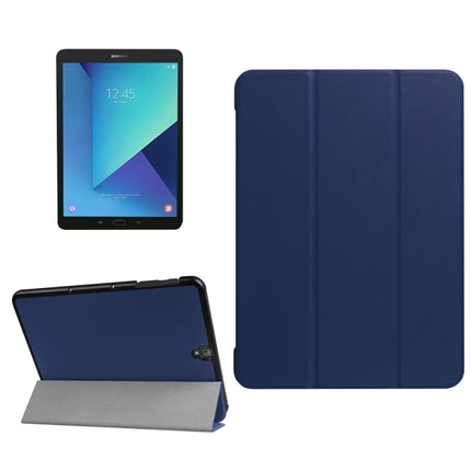 For Galaxy Tab S3 9.7 inch T820 / T825 Custer Texture Horizontal Flip Leather Case with 3-folding Holder(Dark Blue)-garmade.com