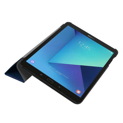For Galaxy Tab S3 9.7 inch T820 / T825 Custer Texture Horizontal Flip Leather Case with 3-folding Holder(Dark Blue)-garmade.com