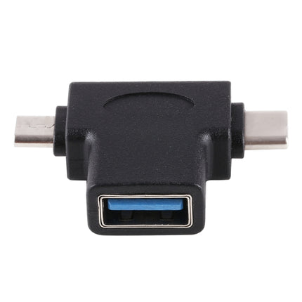 Multi-function USB 3.0 Female & USB-C / Type-C Male & Micro USB Male T-shape OTG Adapter-garmade.com