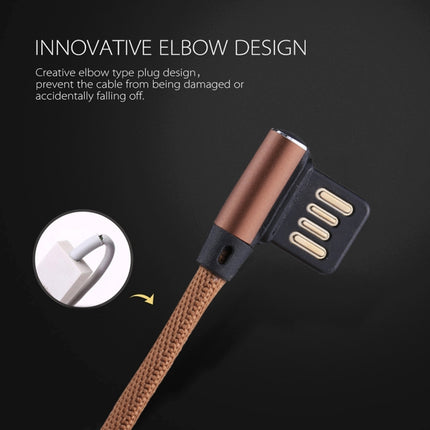 1m 2.4A Output USB to Micro USB Double Elbow Design Nylon Weave Style Data Sync Charging Cable, FFor Samsung, Huawei, Xiaomi, HTC, LG, Sony, Lenovo and other Smartphones(Coffee)-garmade.com