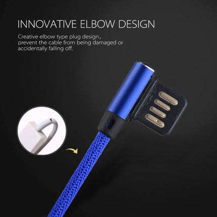 1m 2.4A Output USB to Micro USB Double Elbow Design Nylon Weave Style Data Sync Charging Cable, For Samsung, Huawei, Xiaomi, HTC, LG, Sony, Lenovo and other Smartphones(Dark Blue)-garmade.com