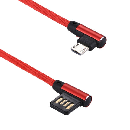 1m 2.4A Output USB to Micro USB Double Elbow Design Nylon Weave Style Data Sync Charging Cable, For Samsung, Huawei, Xiaomi, HTC, LG, Sony, Lenovo and other Smartphones(Red)-garmade.com