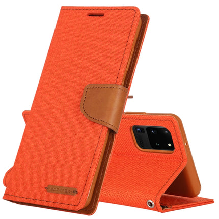 GOOSPERY CANVAS DIARY For Galaxy S20 Ultra Canvas Texture Horizontal Flip PU Leather Case, with Holder & Card Slots & Wallet(Orange)-garmade.com
