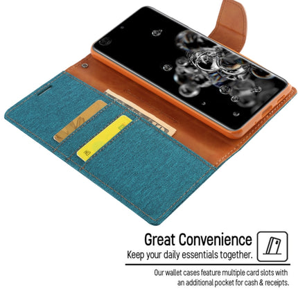 GOOSPERY CANVAS DIARY For Galaxy S20 Ultra Canvas Texture Horizontal Flip PU Leather Case, with Holder & Card Slots & Wallet(Blue)-garmade.com