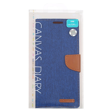 GOOSPERY CANVAS DIARY For Galaxy S20 Ultra Canvas Texture Horizontal Flip PU Leather Case, with Holder & Card Slots & Wallet(Blue)-garmade.com