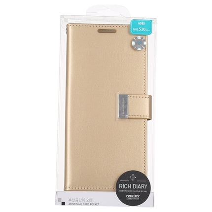 GOOSPERY RICH DIARY For Galaxy S20 Ultra PU + TPU Crazy Horse Texture Horizontal Flip Leather Case, with Card Slots & Wallet & Photo frame(Gold)-garmade.com