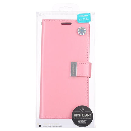 GOOSPERY RICH DIARY For Galaxy S20+ PU + TPU Crazy Horse Texture Horizontal Flip Leather Case, with Card Slots & Wallet & Photo frame (Pink)-garmade.com