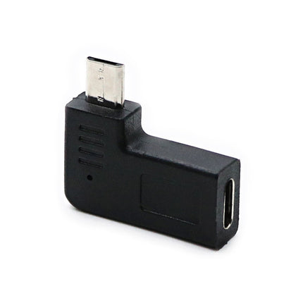 2 PCS USB-C / Type-C Female to Micro USB (Right / Left Angle) Male Elbow Adapter Converter-garmade.com