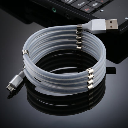 USB to Micro USB Luminous Magnetic Attraction Data Cable, Length: 1m (Grey)-garmade.com