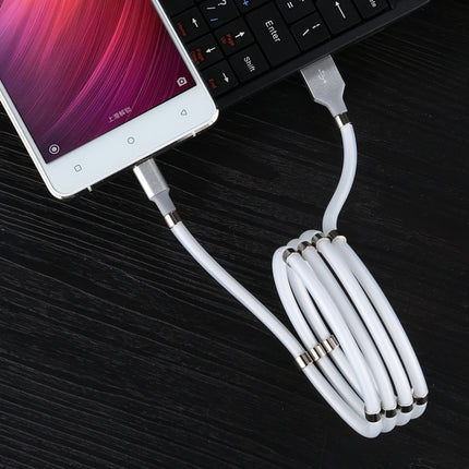 USB to Micro USB Luminous Magnetic Attraction Data Cable, Length: 1m (White)-garmade.com