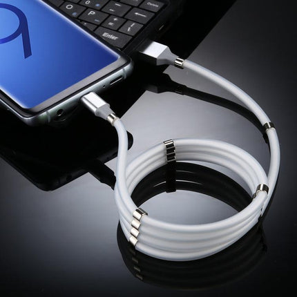 USB to USB-C / Type-C Luminous Magnetic Attraction Data Cable, Length: 1m (White)-garmade.com