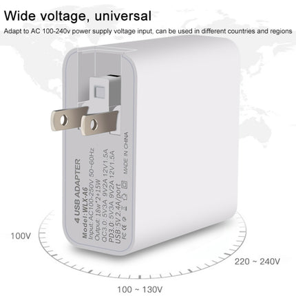 WLX-A6 4 Ports Quick Charging USB Travel Charger Power Adapter, AU Plug-garmade.com