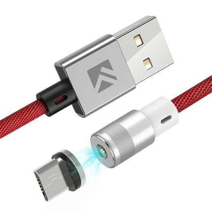 FLOVEME 1m 2A Output 360 Degrees Casual USB to Micro USB Magnetic Charging Cable, Built-in Blue LED Indicator(Red)-garmade.com