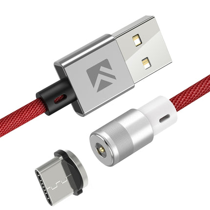 FLOVEME 1m 2A Output 360 Degrees Casual USB to USB-C / Type-C Magnetic Charging Cable, Built-in Blue LED Indicator(Red)-garmade.com