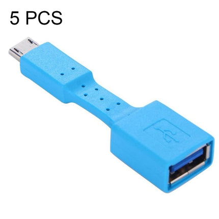 5 PCS Micro USB Male to USB 3.0 Female OTG Adapter (Blue)-garmade.com